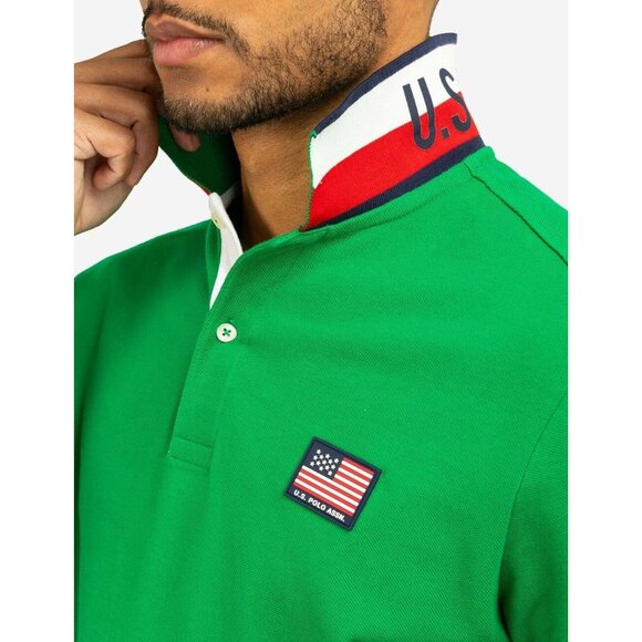U.S. Polo Assn Polo Shirt Men's Size XXL Kelly Green Logo Collared Button - Picture 3 of 4